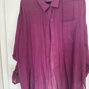 Bobeau Burgundy Sheer Top
